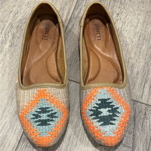 Born Giselle Womens Ballet Flats Orange Gray Aztec southwest woven size 10